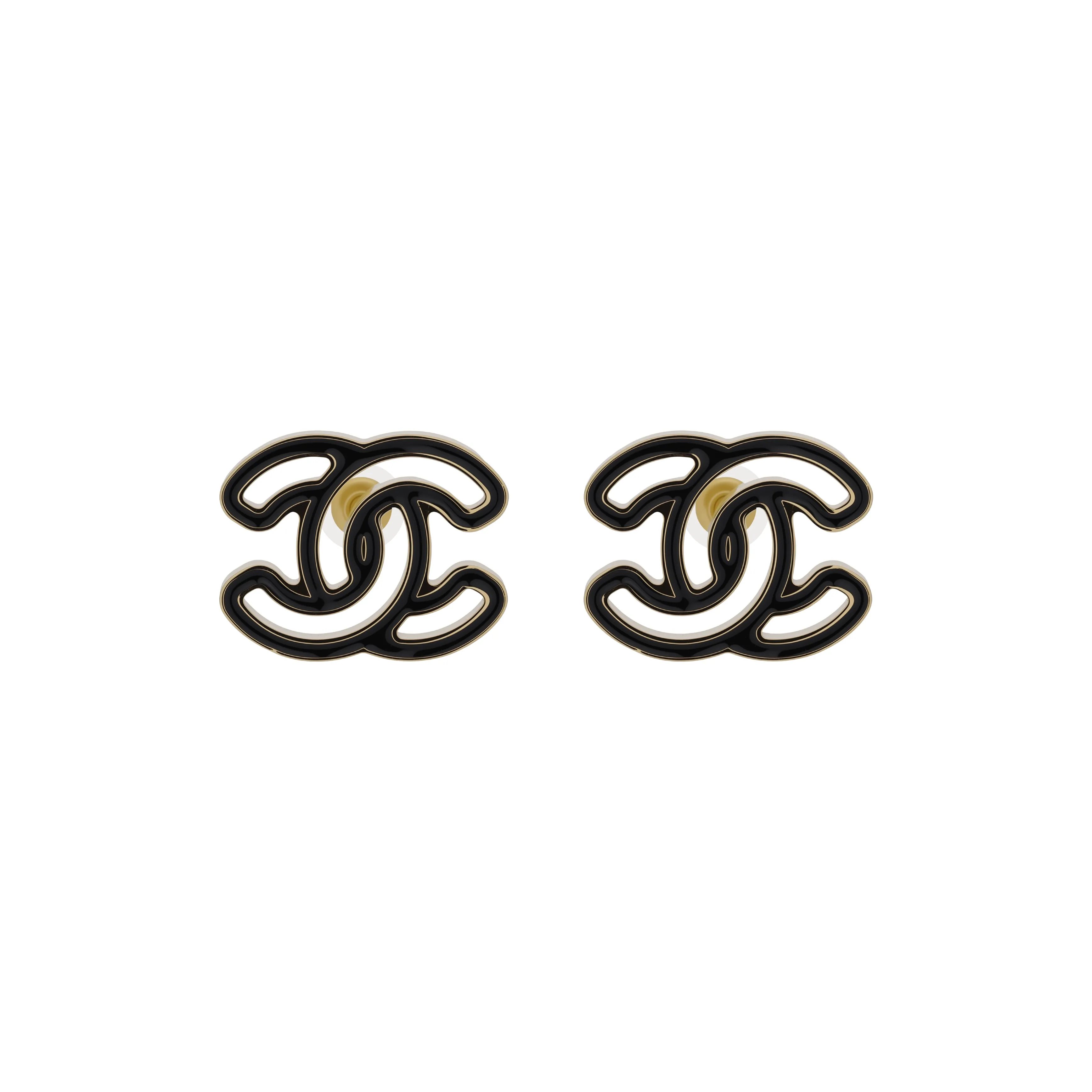 CHANEL Metal Earrings Women's Black