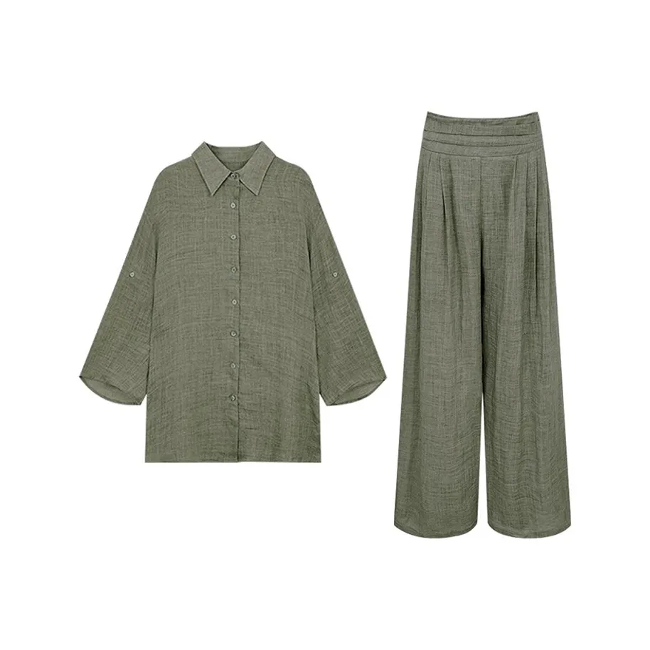 MARIE·COCO Зеленый Топ+Штаны Женские Повседневные Костюмы