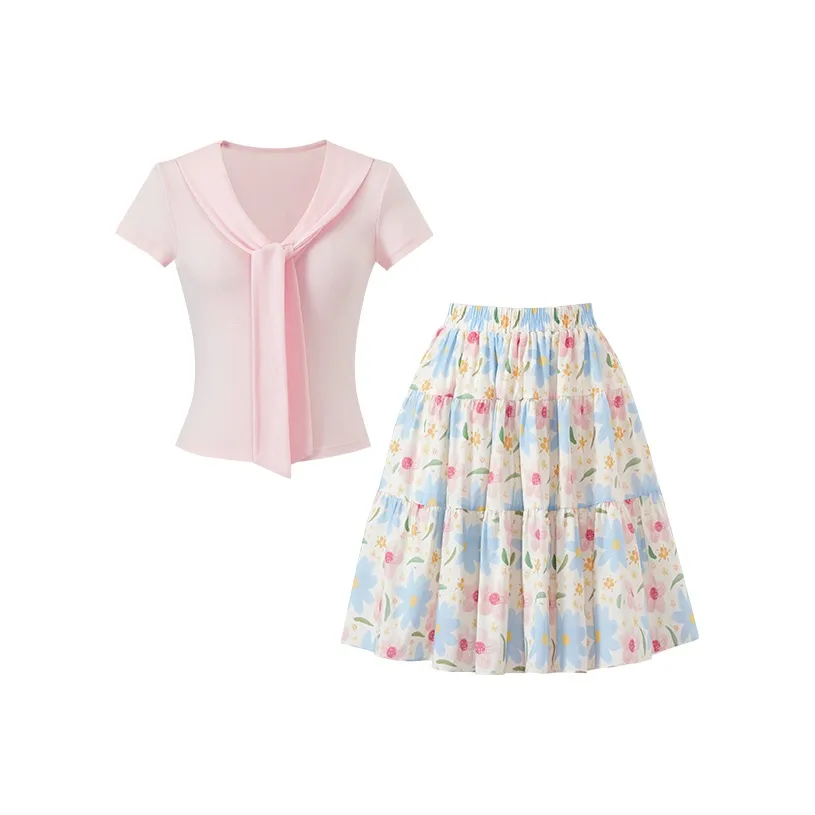 ACAINES Pink Blue Clothing Sets Women's Skirt Sets