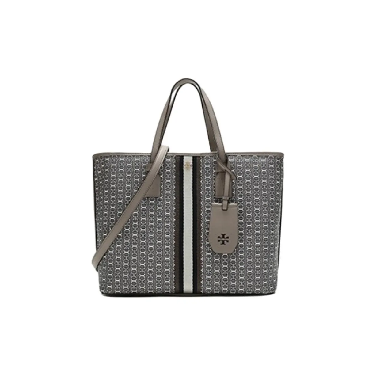 TORY BURCH Gemini Link Coated Canvas Tote Bag, Shopping Bag, Handbag, Shoulder Bag Women's Gray
