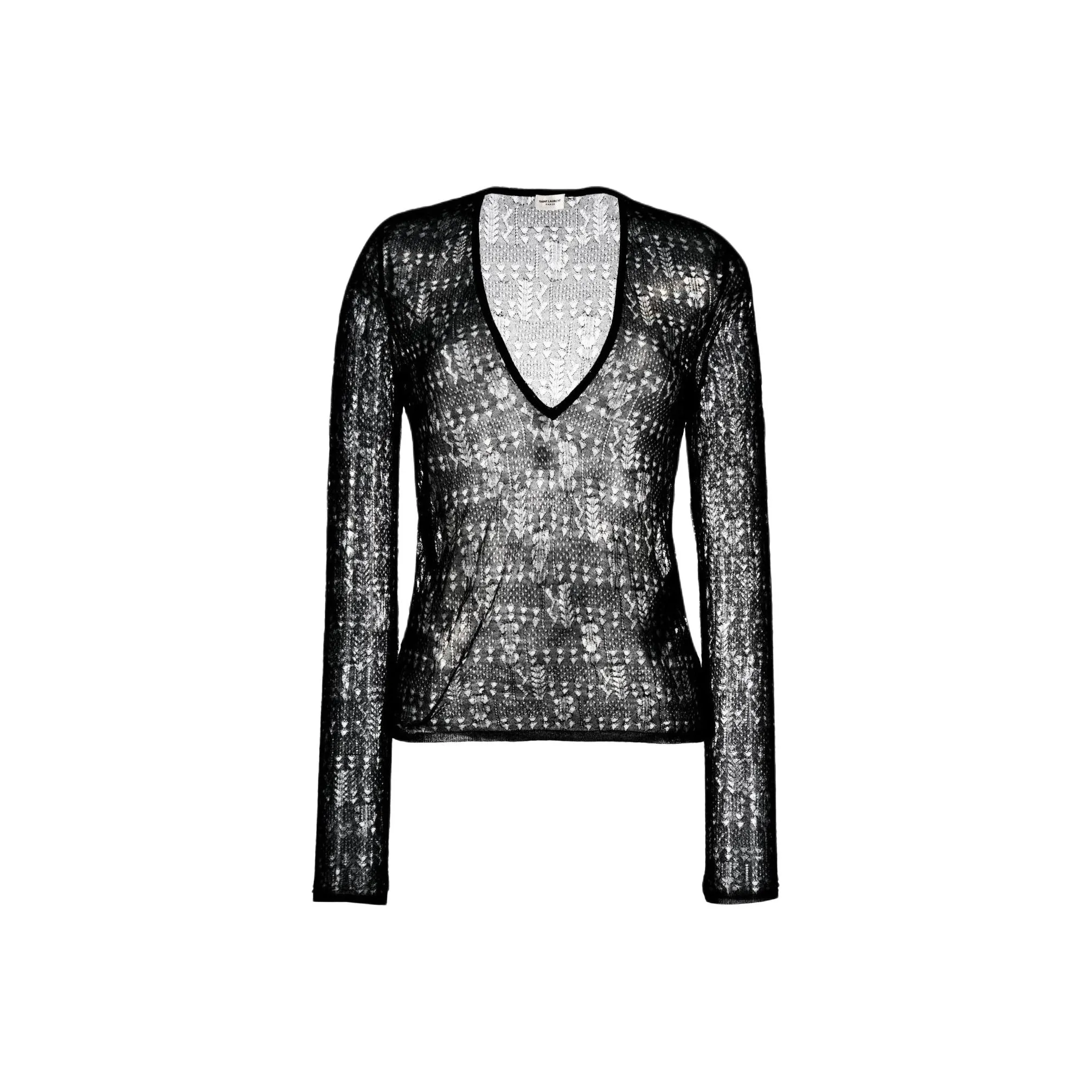 SAINT LAURENT Open knit Semi sheer Top