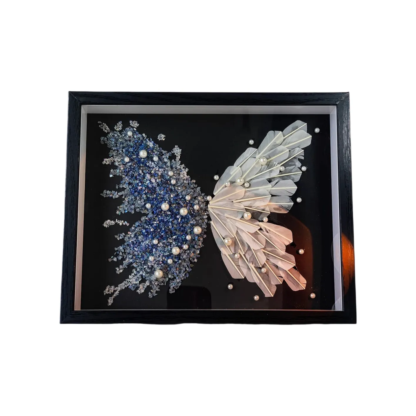 Brangdy Ледяной Синий Кристалл Перо Бабочка Рамка для Фотографии DIY Материал Сумка DIY Игрушки