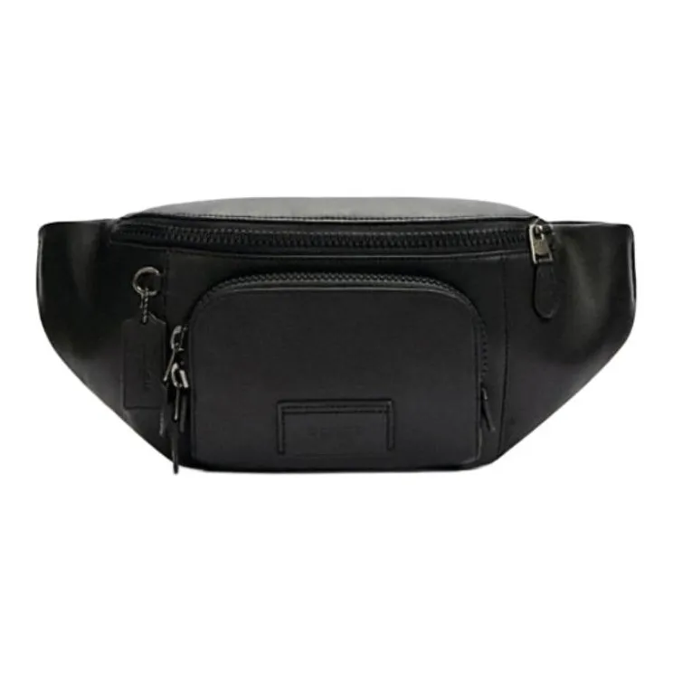 COACH Track Cow Leather Fanny Pack Large Size Men's Black