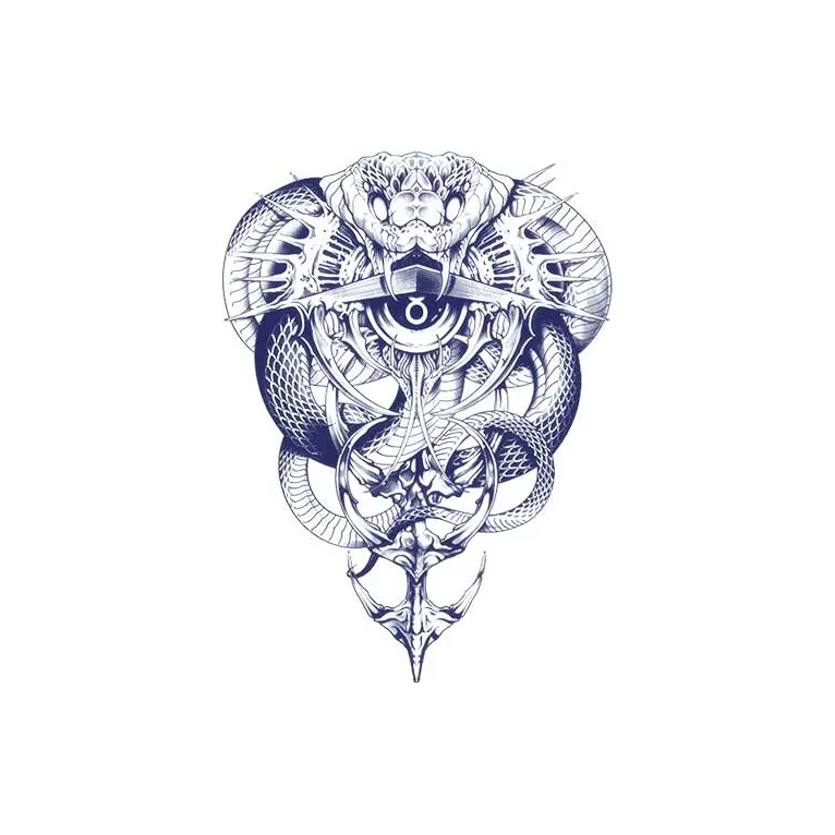 LIEJI Deadly Змея Знак Кольцо Травяной Татуировка Наклейка