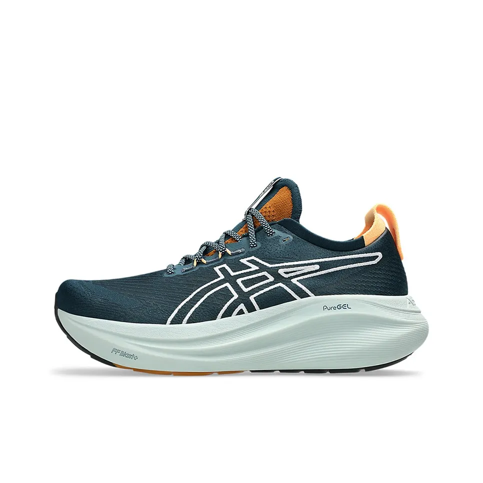 ASICS Гель Nimbus 27 Амортизация Износостойкий Низкий Топ Марафон Бег на длинные дистанции Обувь Мужская Синий Белый