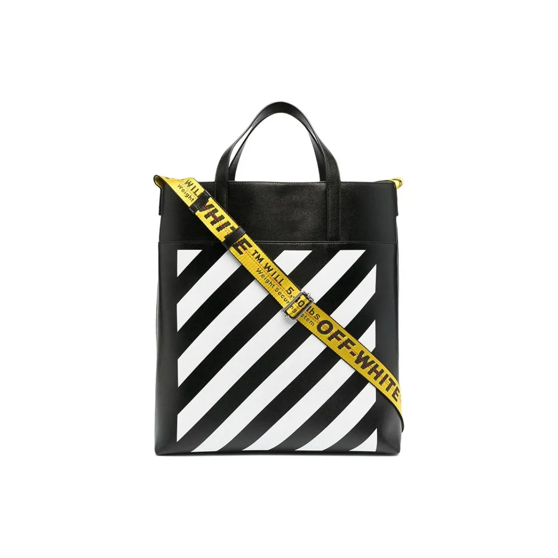OFF WHITE Diag Striped Industrial Belt Strap Tote Black/White