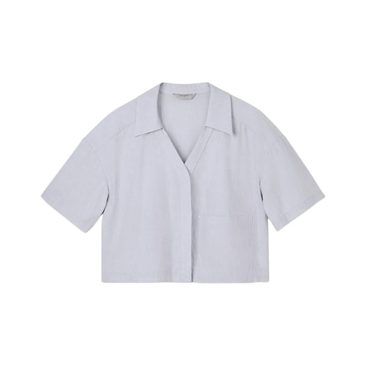 HUNDR. Тенсел-хлопок лен V-образный вырез укороченная рубашка женская