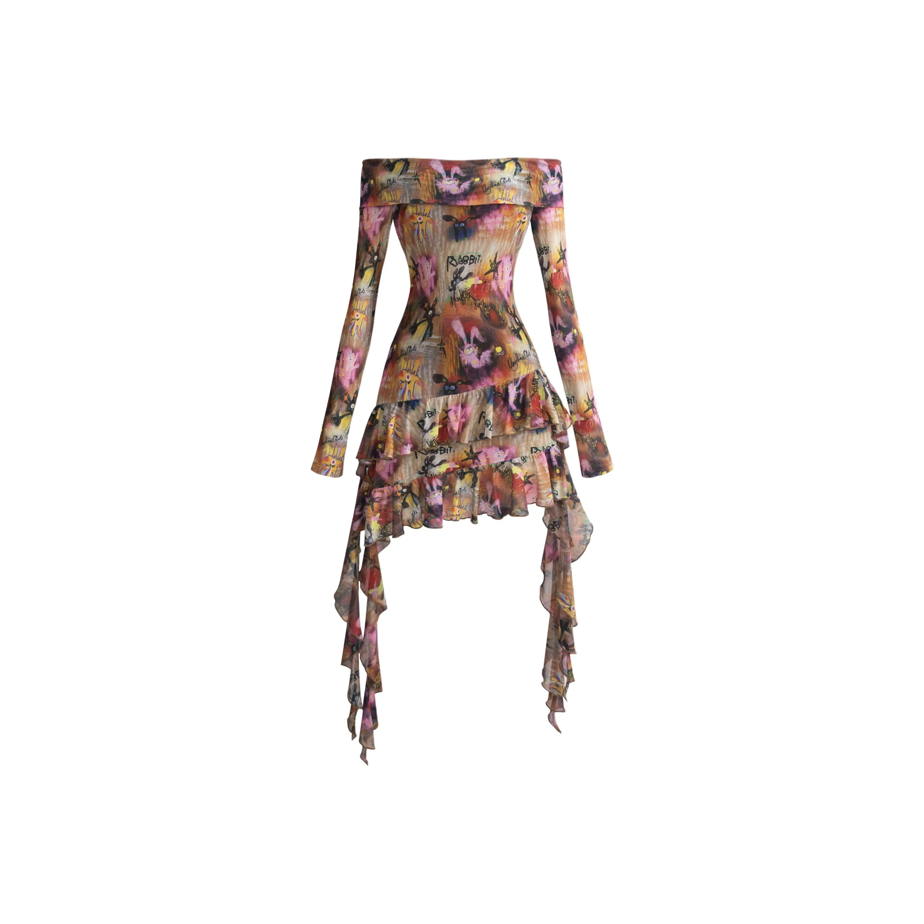 UNIFREE X Graffiti Maniac Длинное платье с длинными рукавами женское