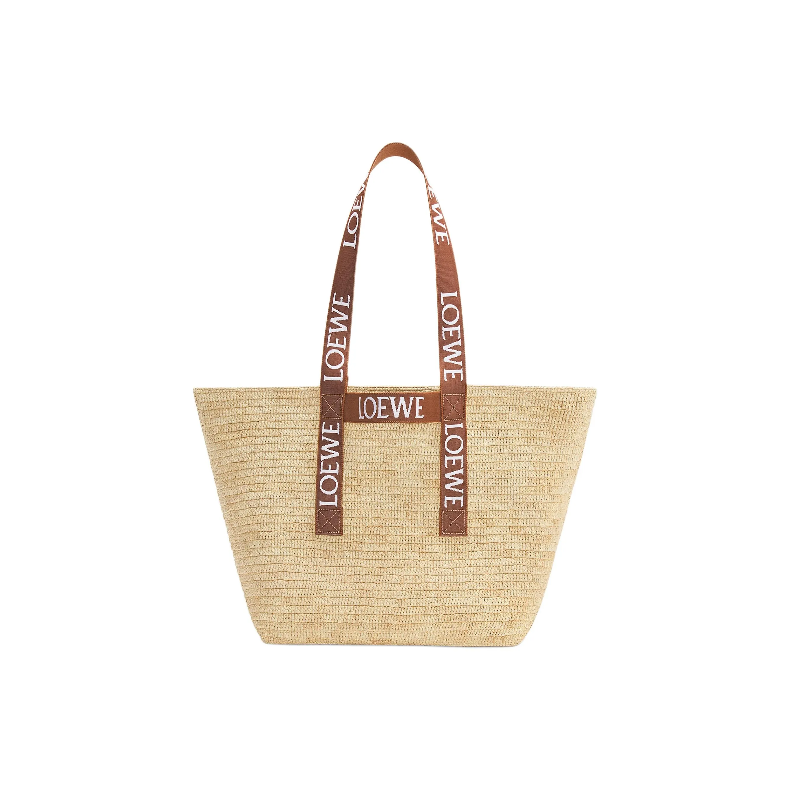 LOEWE Fold Shopper In Raffia Natural/Tan