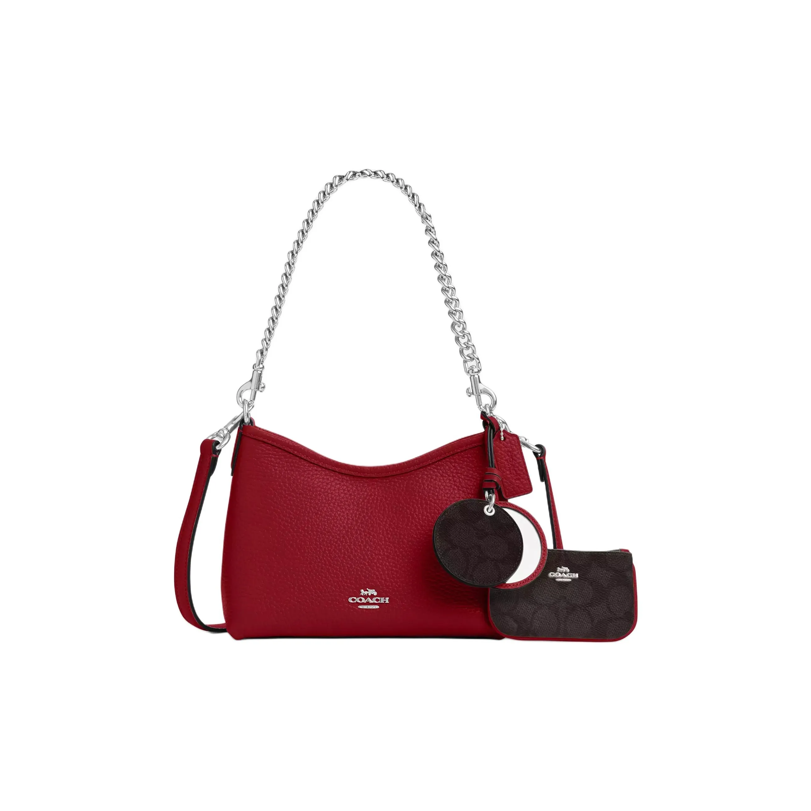 COACH Laurel Сумка через плечо из кожаной ткани Маленькая Женская Красный Цвет Орех