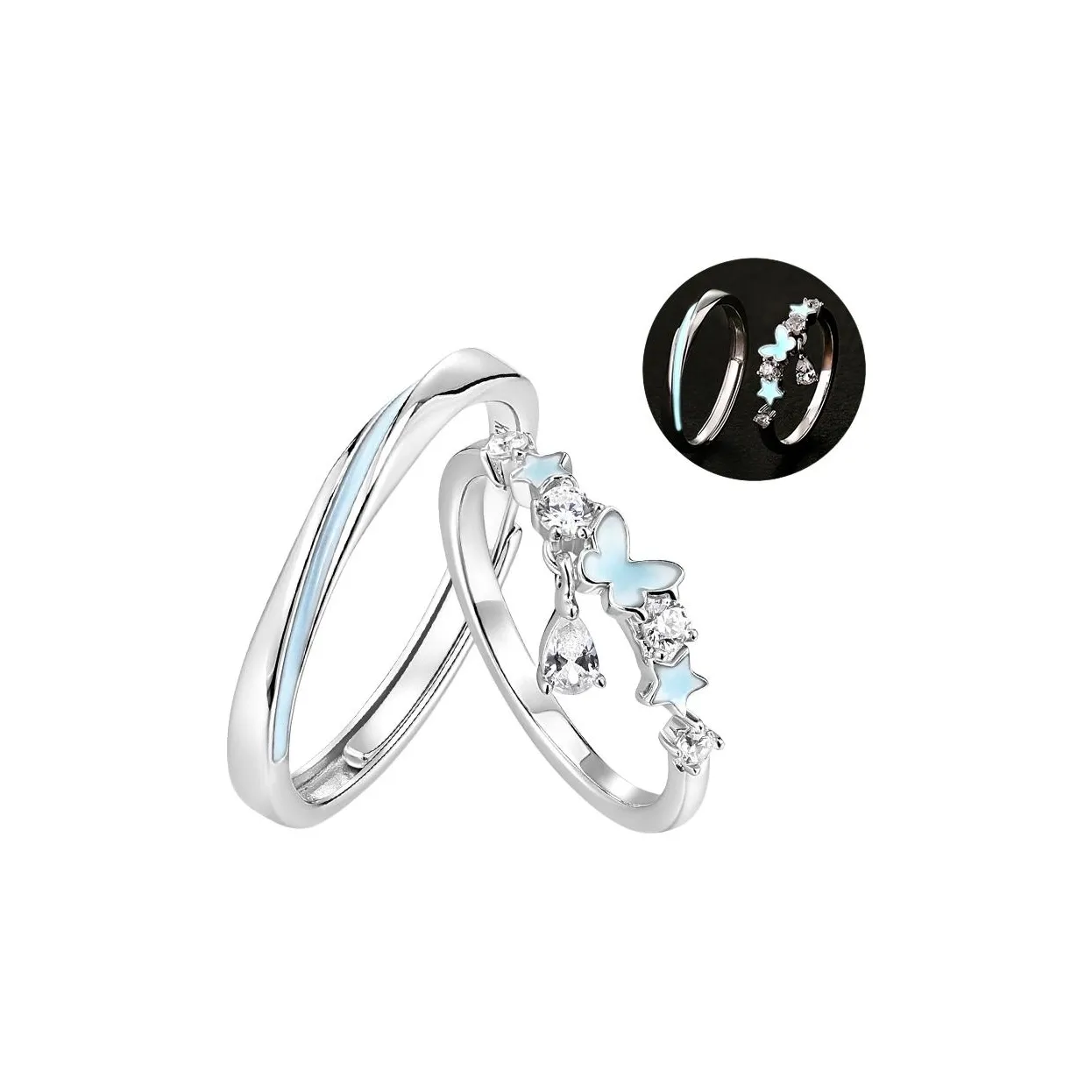 KADER 925 Sterling Silver Rings Unisex Silver Box