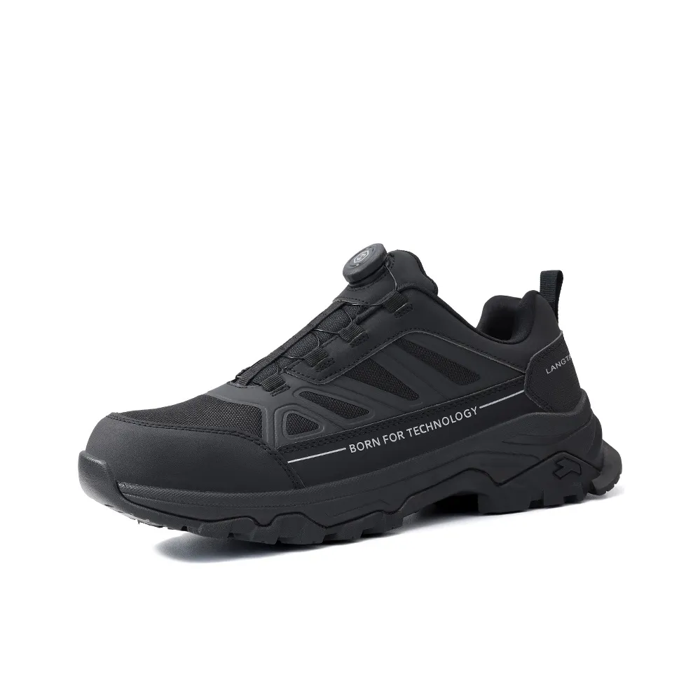 Wolf Detective Slip-Resistant и Abrasion-Resistant Поддержка Низкий Топ Уличная Обувь Мужская Черная