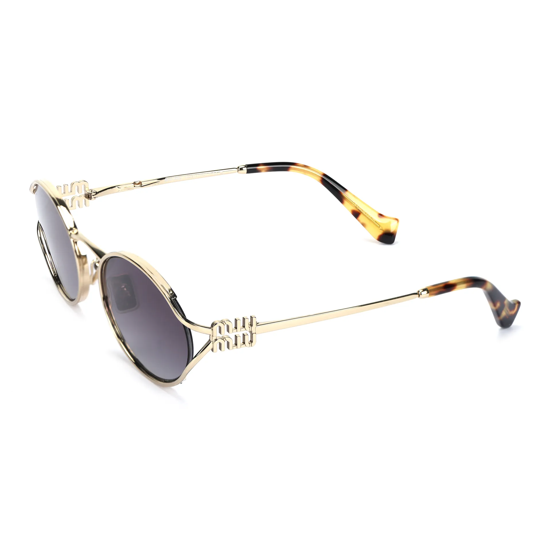 MIU MIU Металл OVAL SUNGLASSES Женские Золотой