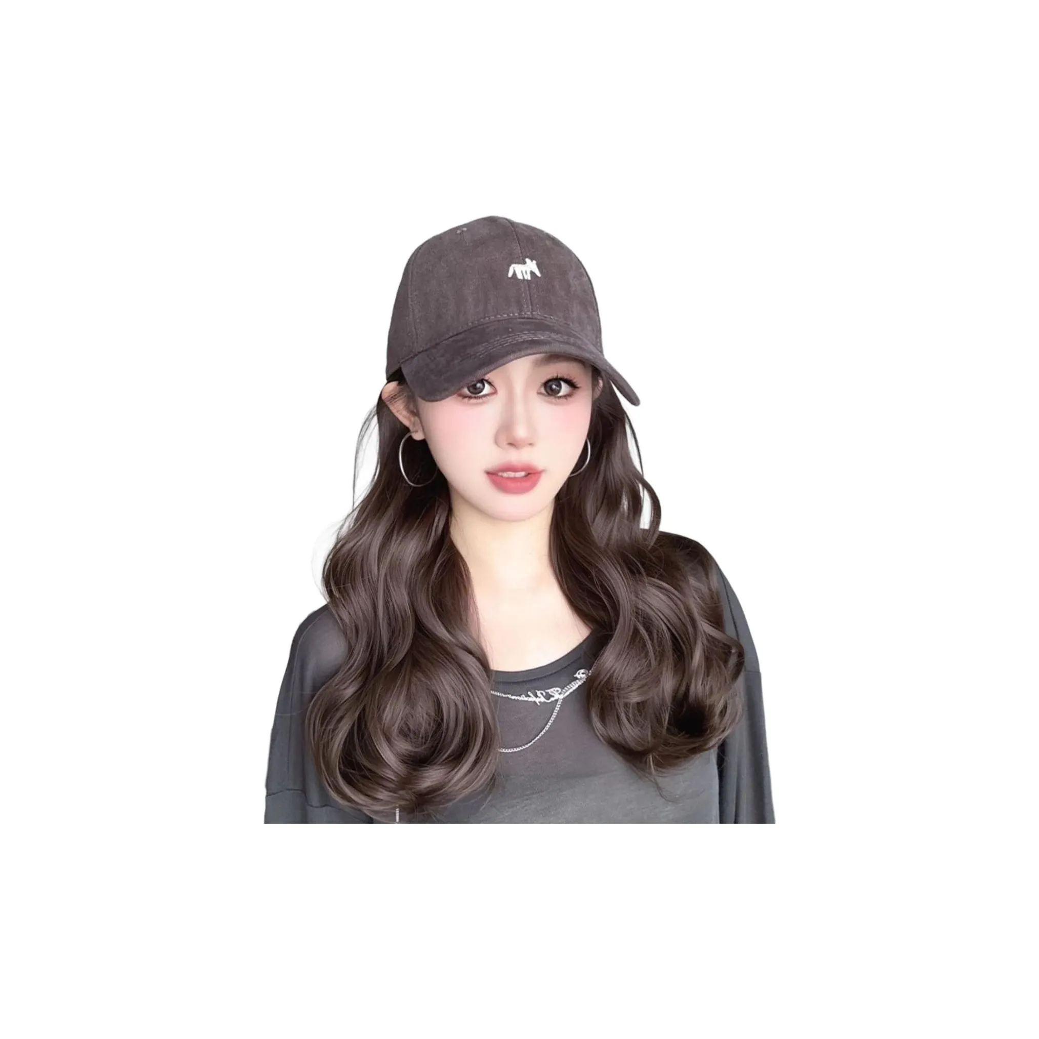 Mousse Na Wig Hats Caps Integrated Style Little Fox Бейсболка Big Wave Trendy Girl