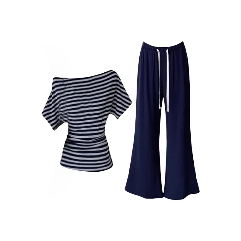 NFV Темно-синий топ + темно-синие штаны, женские повседневные костюмы