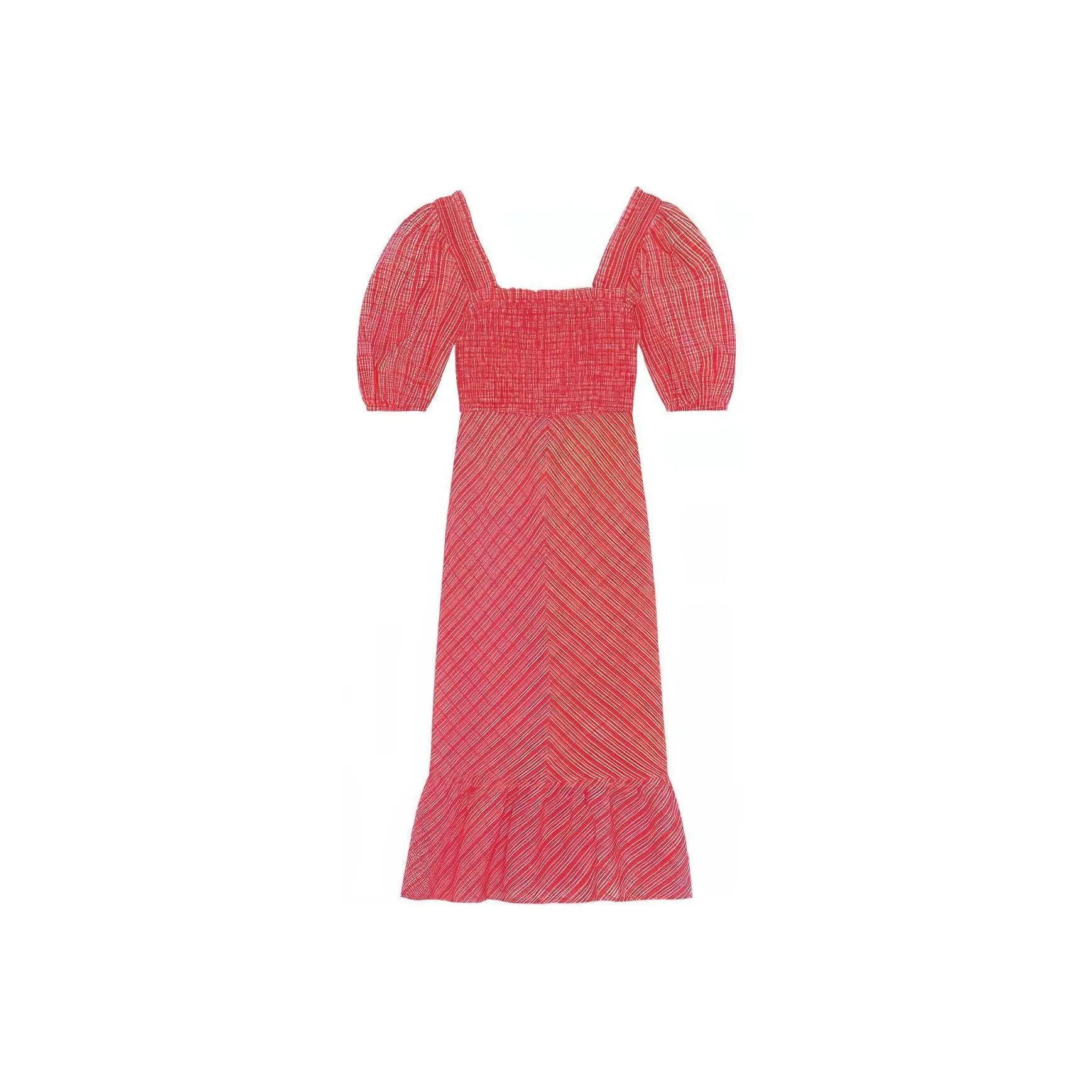 GANNI Короткое платье с короткими рукавами женское красное