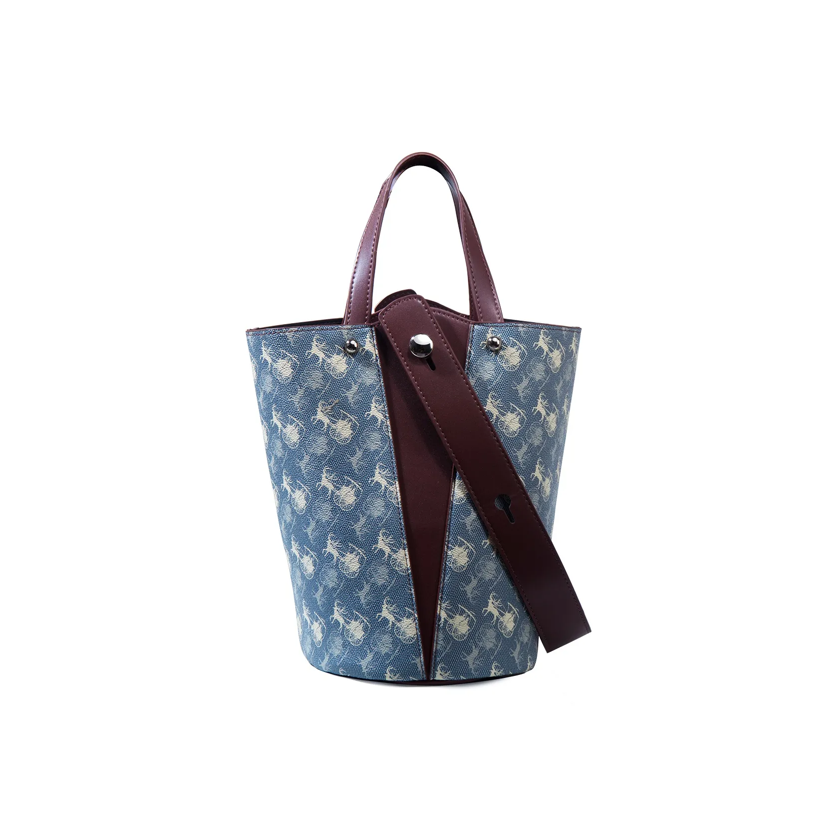 SMILE FOCUS ПУ (полиуретан) Сумка-ведро Сумка Женская Синяя