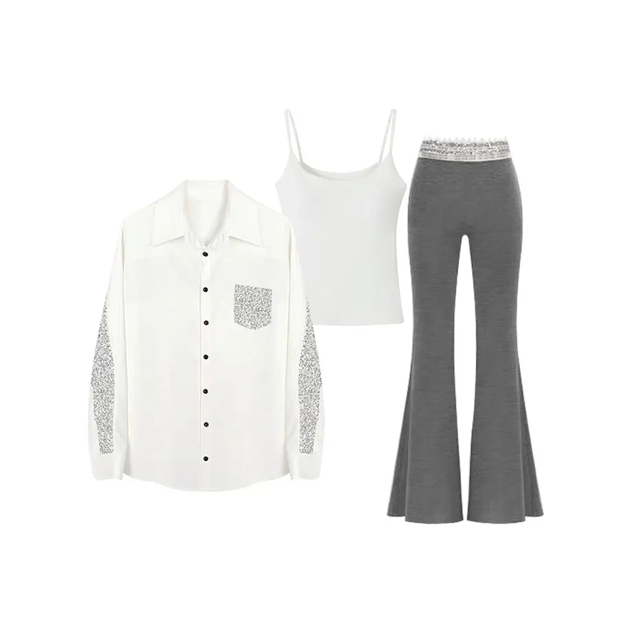 MARIE·COCO Рубашка + Майка + Брюки Женские Повседневные Костюмы