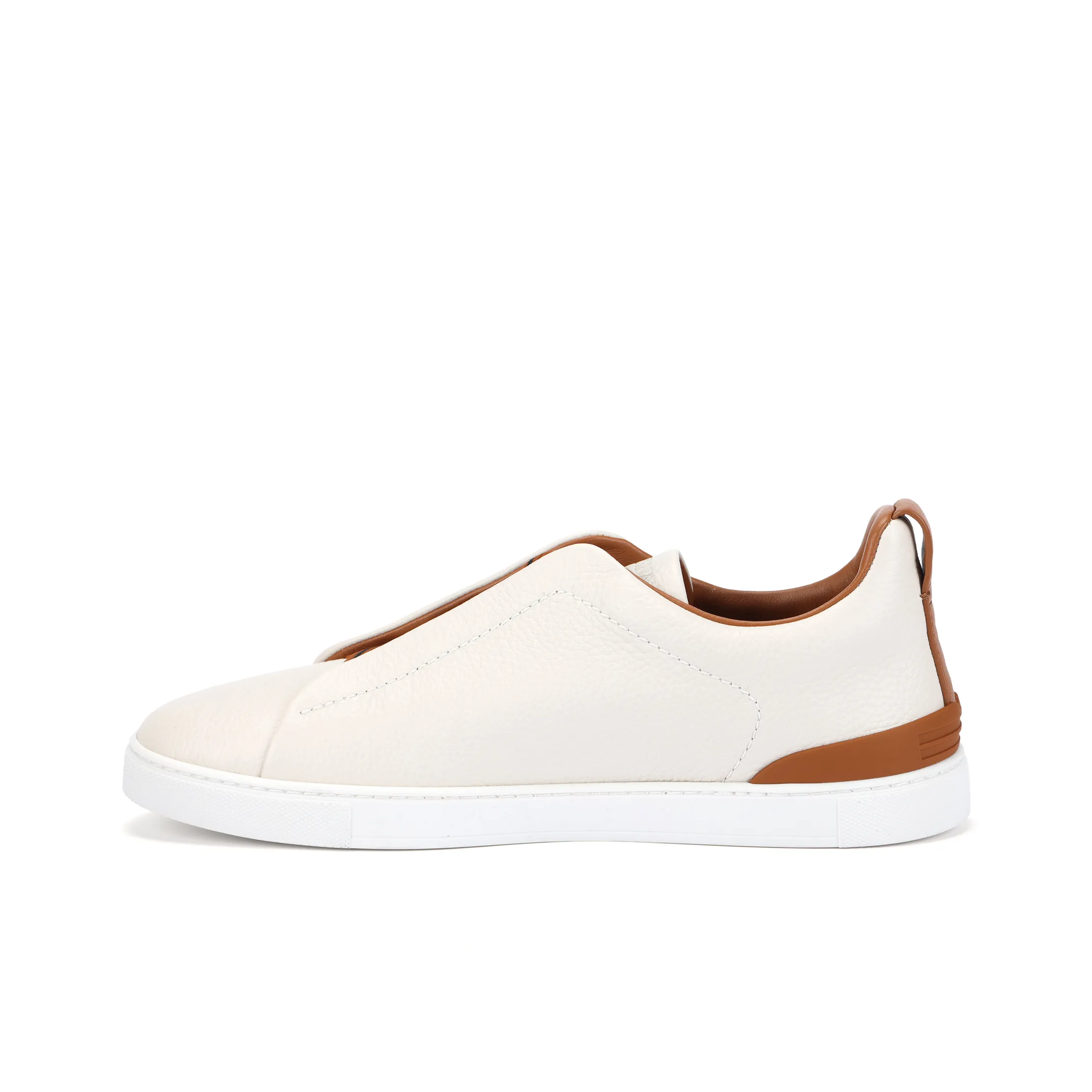 Zegna Deerskin Triple Stitch Off White/Brown