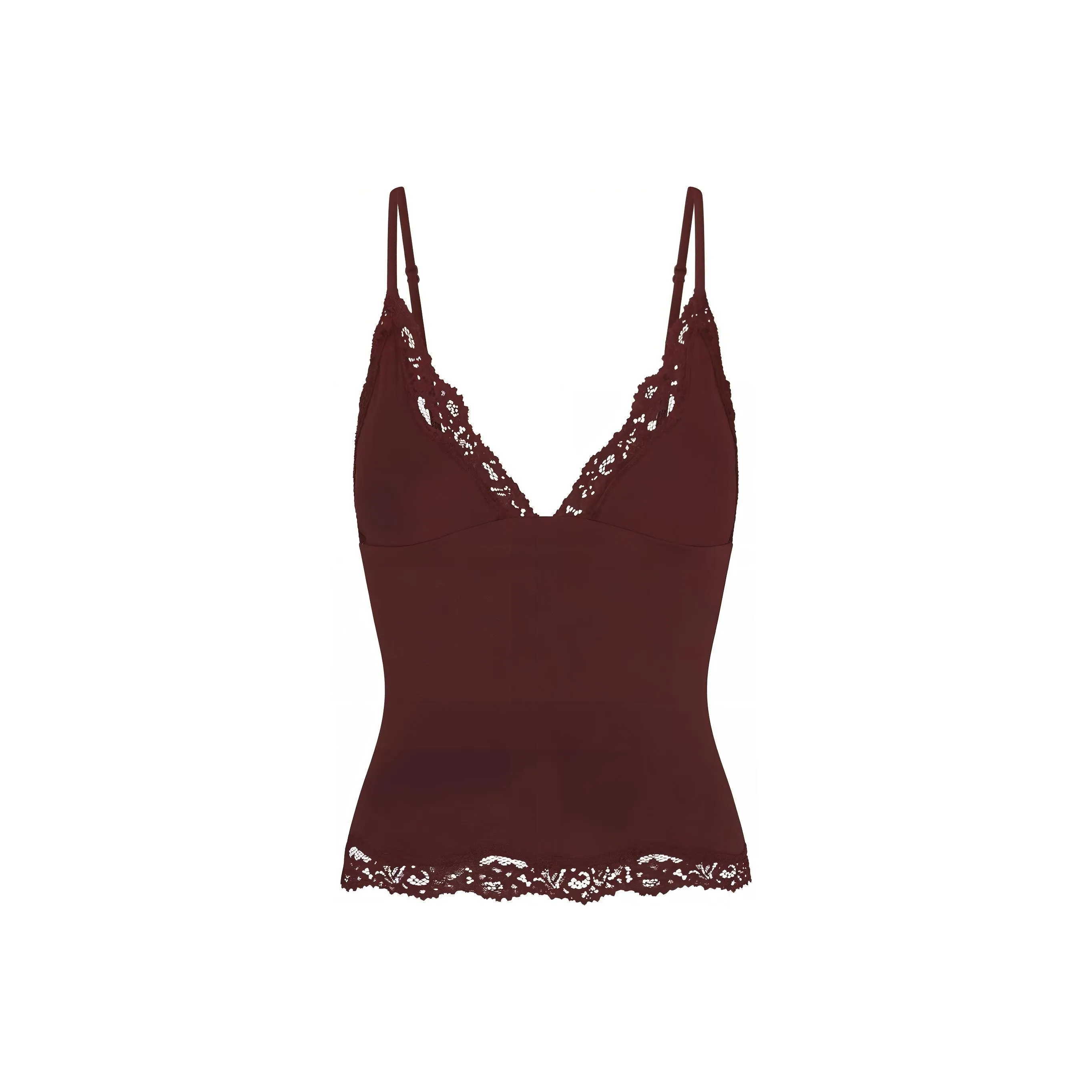 SKIMS FW24 FITS EVERYBODY Кружево Треугольник CAMI Топ на бретелях Женские OXBLOOD Бычья кровь
