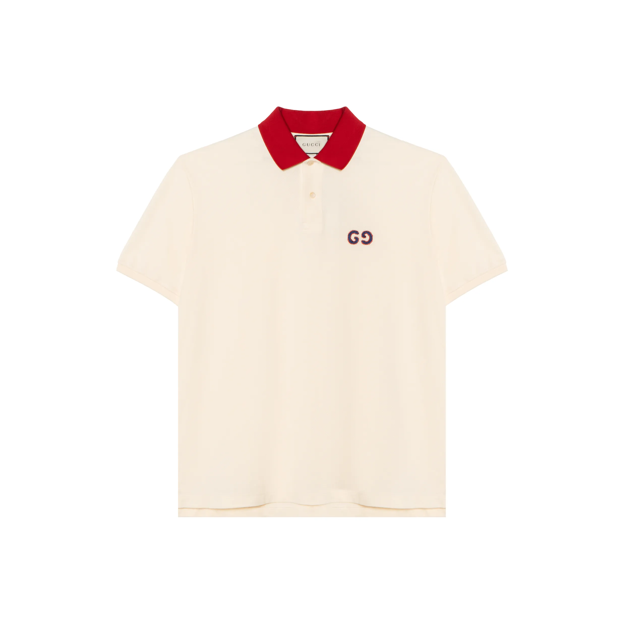 GUCCI Men Contrast Collar Logo Short Sleeve Polo Navy
