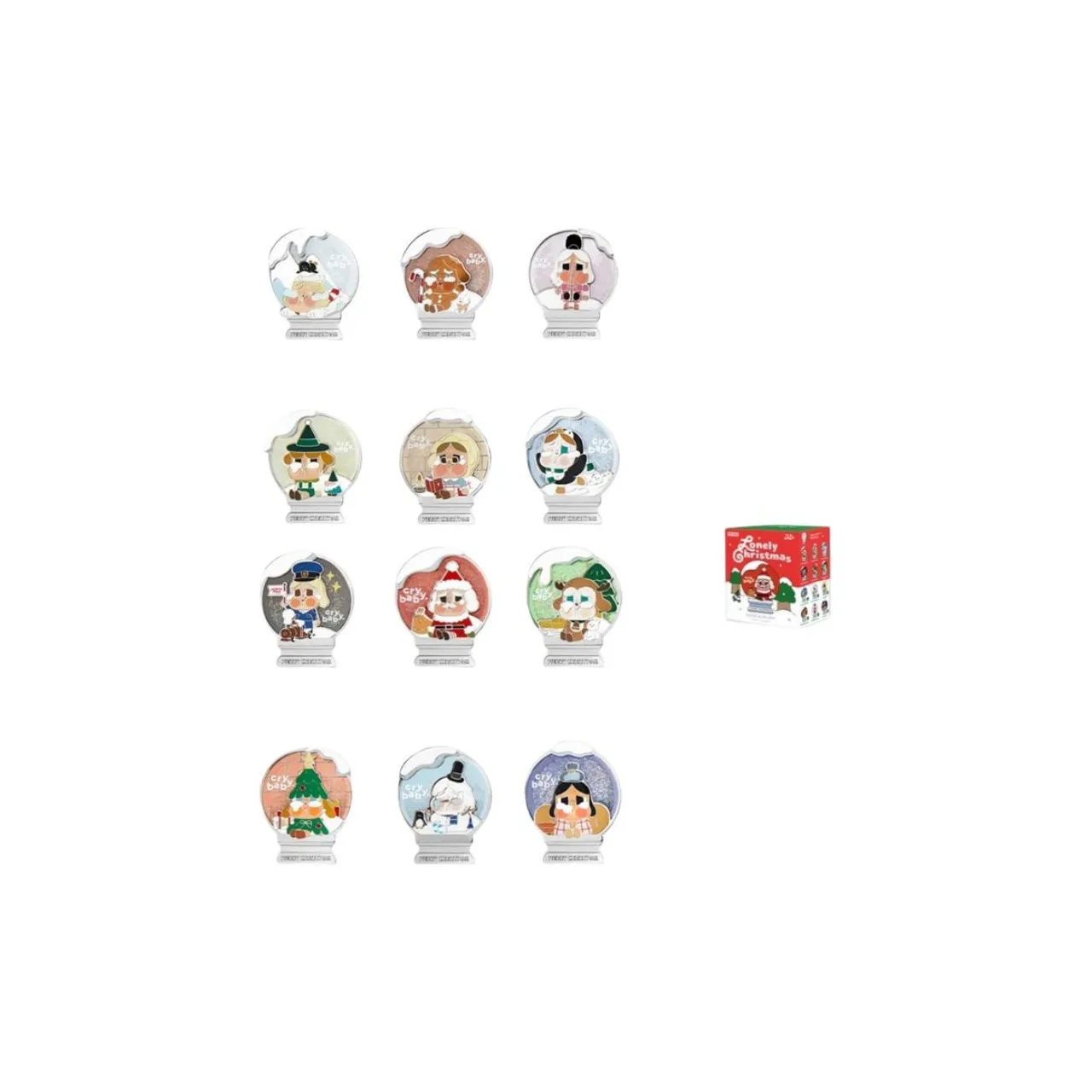 POP MART Коллаборация CRYBABY Lonely Christmas Collection Аксессуары Слепые коробки Одиночная Слепая коробка Полная коробка 12 шт