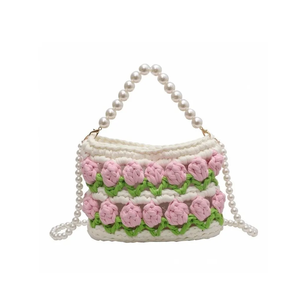 LISA Фея Стиль Тюльпан Ручная Ткань Вязаная Полоса DIY Материал с Жемчужным Сумка Стиль Позиционирование Готовый товар DIY Игрушки
