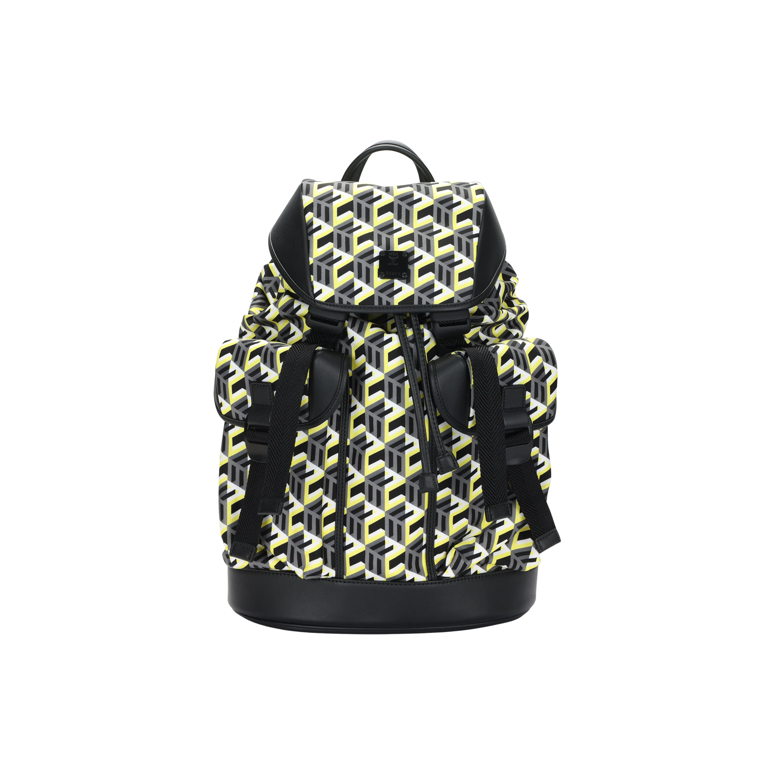 MCM Nylon Fabric Backpack For Both Shoulders Medium Unisex Yellow