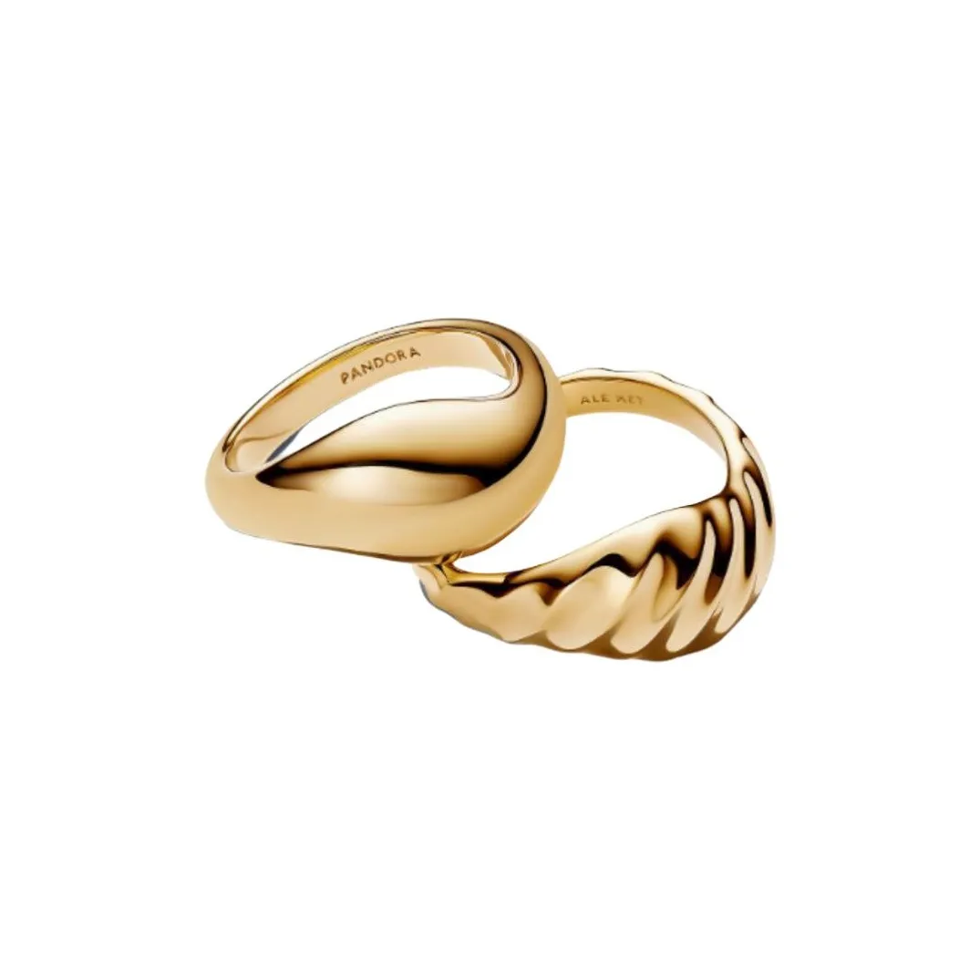 Pandora Золото-покрытое Медное Серебристое Сплавное Кольца Женские Желтые