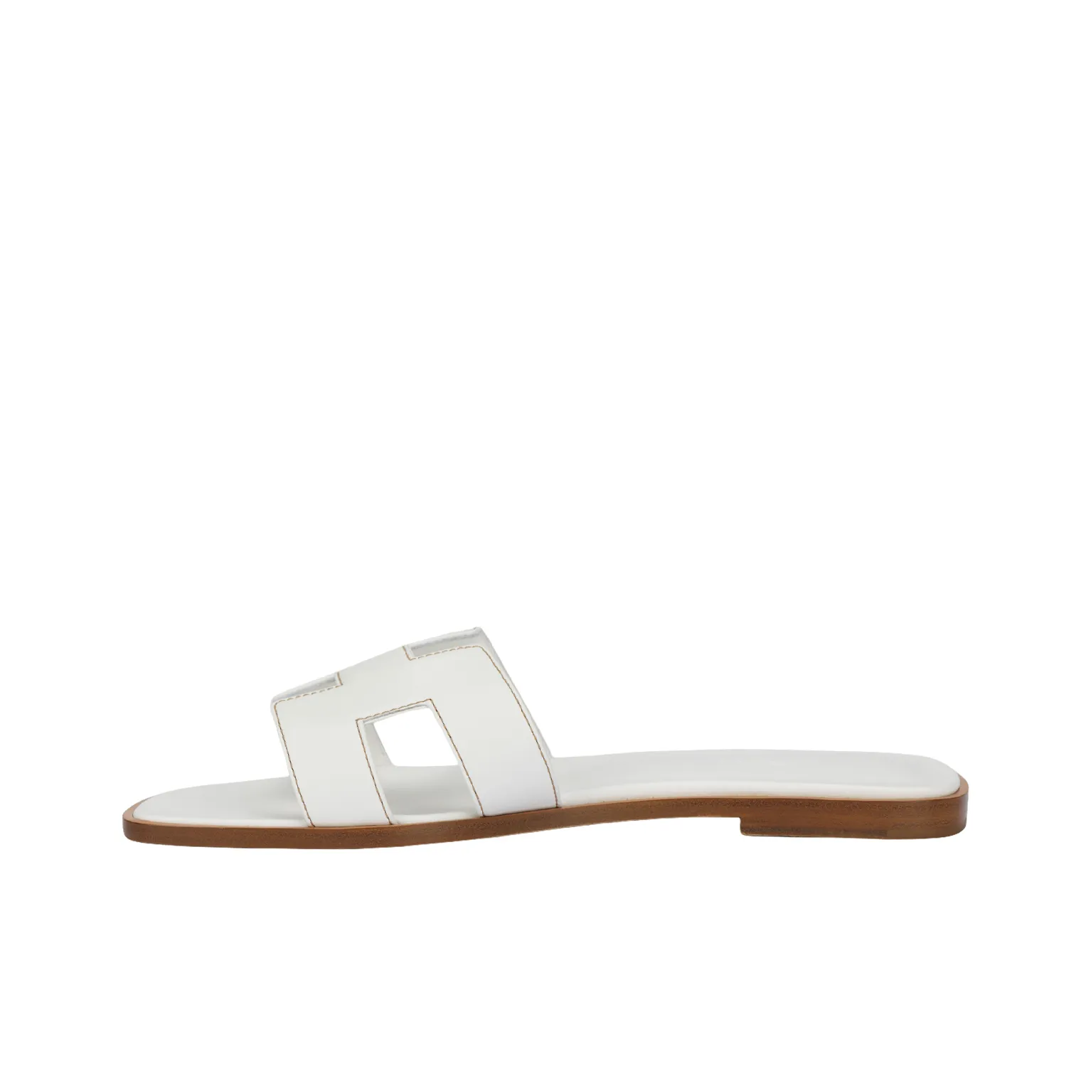 HERMES Oran Sandal Blanc Box Calfskin Leather