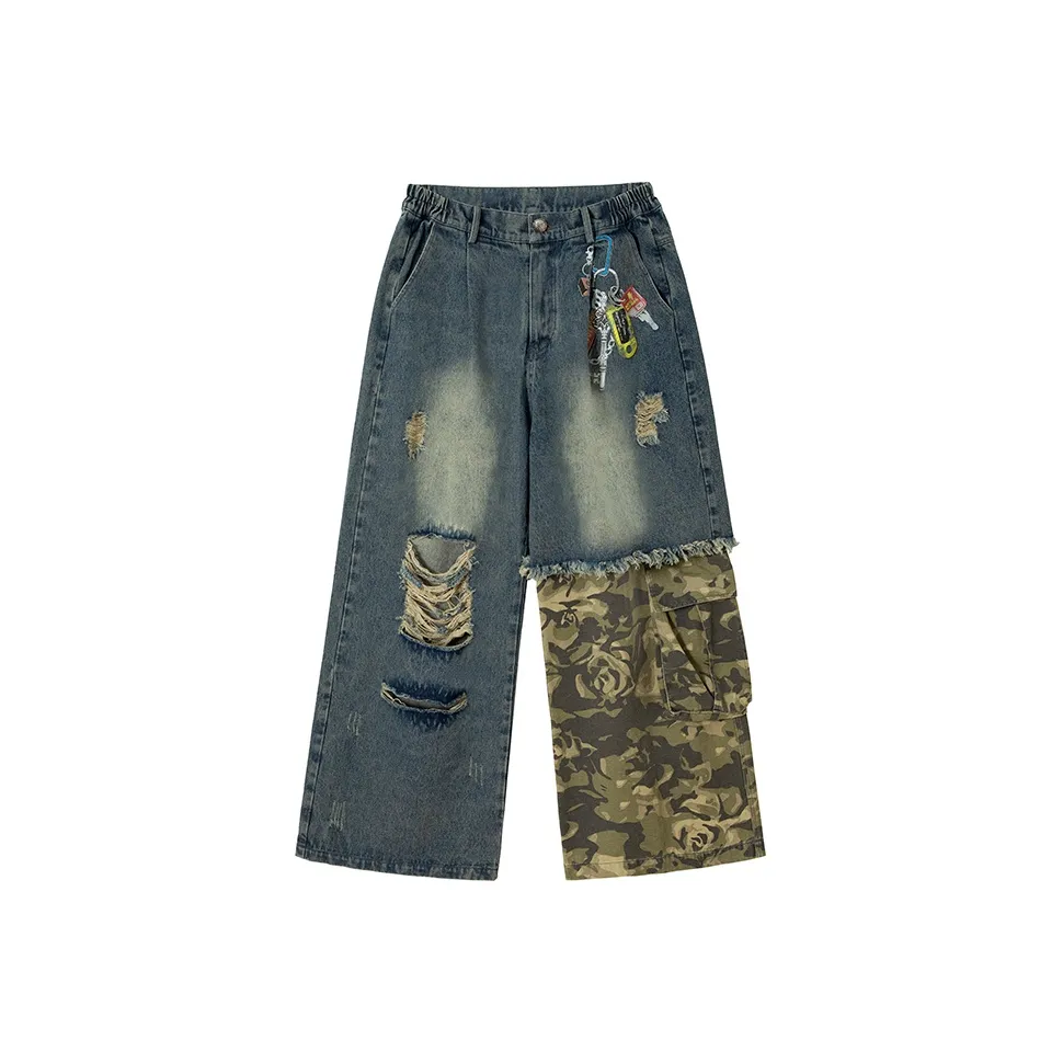 H-YXIANG Камуфляжные синие женские джинсы