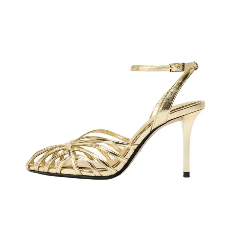 ZARA Узкий каблук Высокие каблуки 9,5 см Женские Золотые