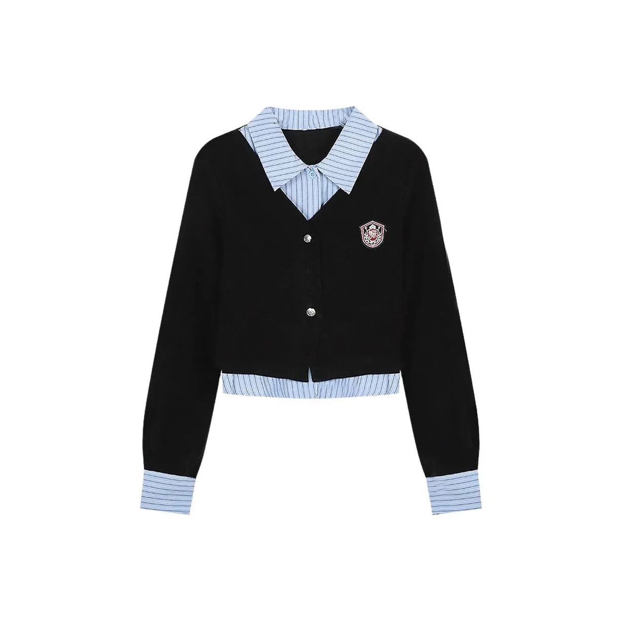 Mu Qingqing Черный Mock Двухкомпонентная Рубашка Толстовка Женские Толстовки