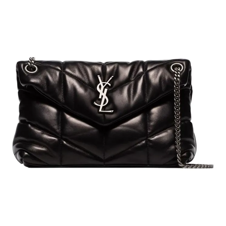 SAINT LAURENT Puffer Logo Plaque Small Shoulder Bag