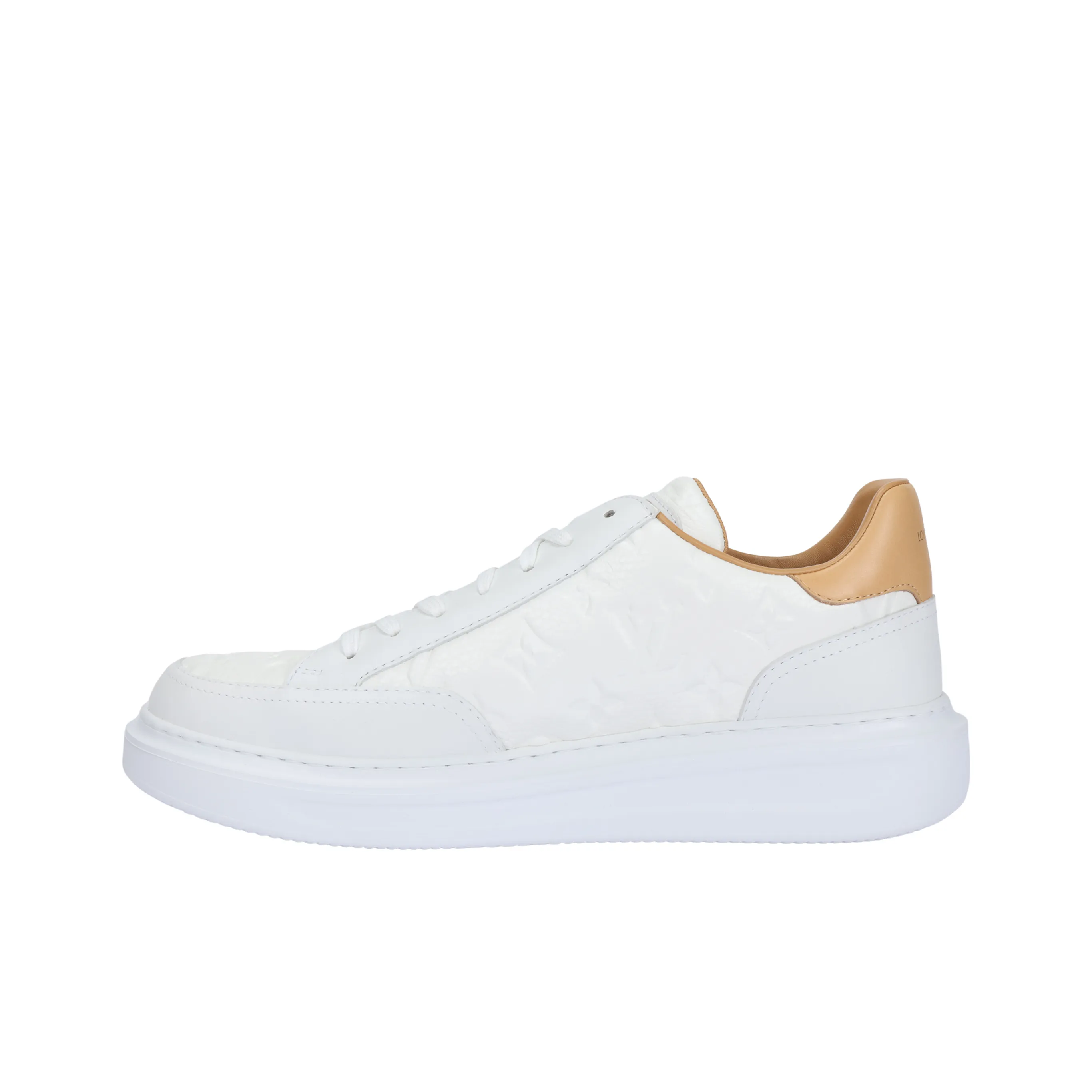 LOUIS VUITTON Beverly Hills Sneakers 'White Monogram With Caramel Collar'