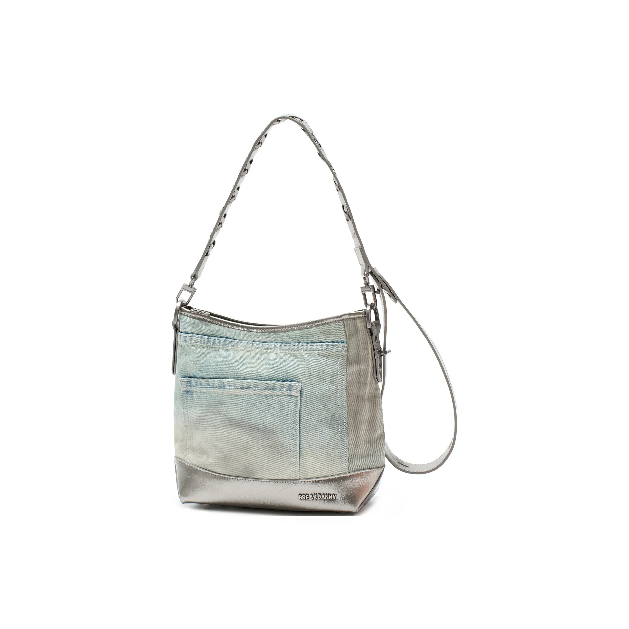 BREAKDANNY Деним с коровья кожа сумка на плечо женская стильный серебряный