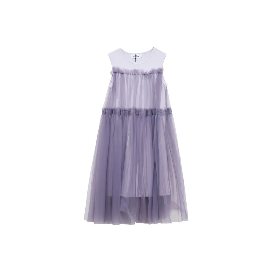 SUNTOMORROW Платье 2025 Лето Светло-фиолетовый Хаки Подростки