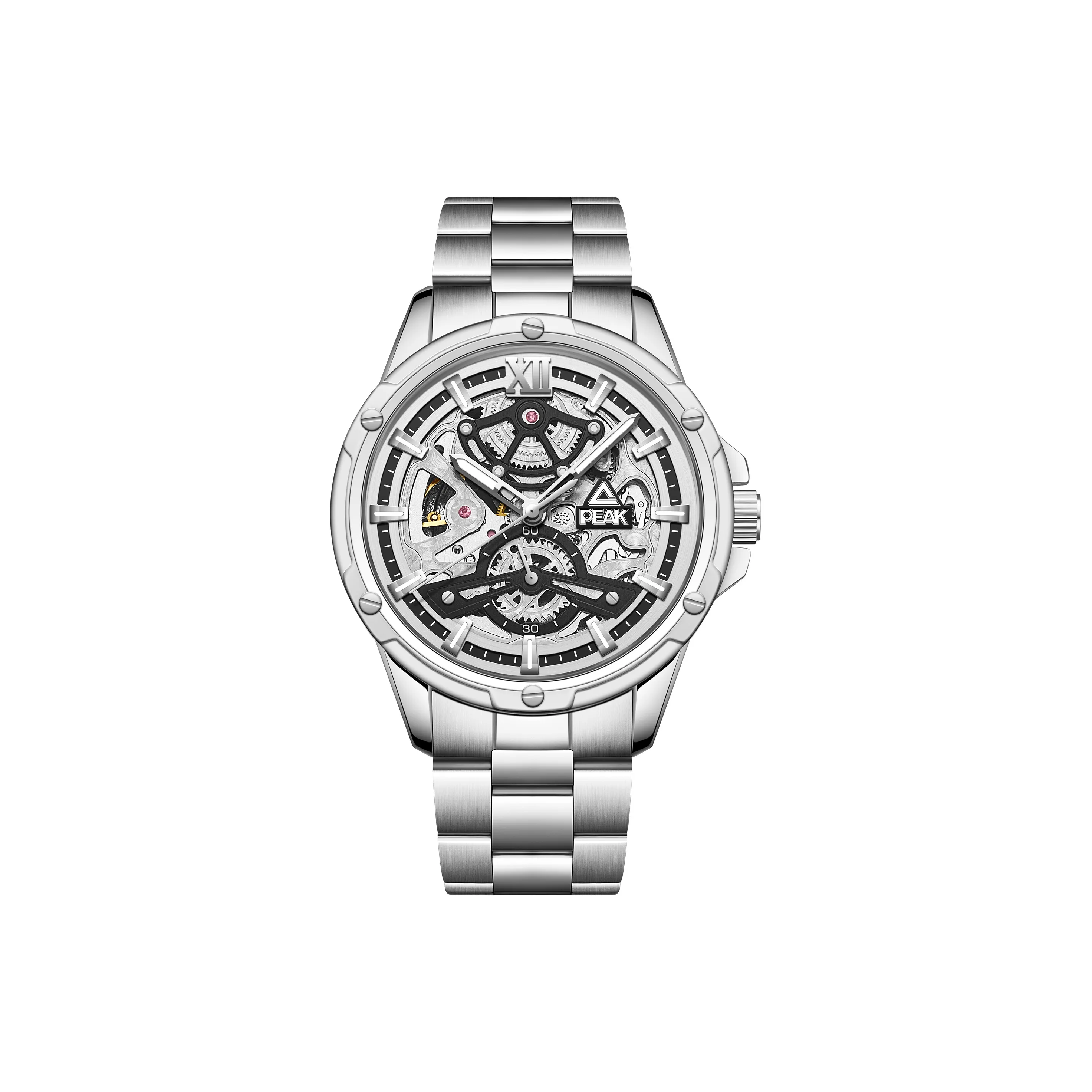 PEAK Transcend Collection Механический механизм ремешок из нержавеющей стали черный циферблат мужские часы