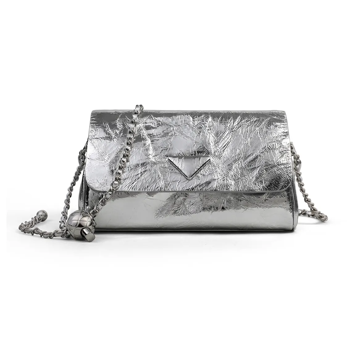 PT'SON Коровья кожа Сумка через плечо Стандартная Женская Серебряный Черный