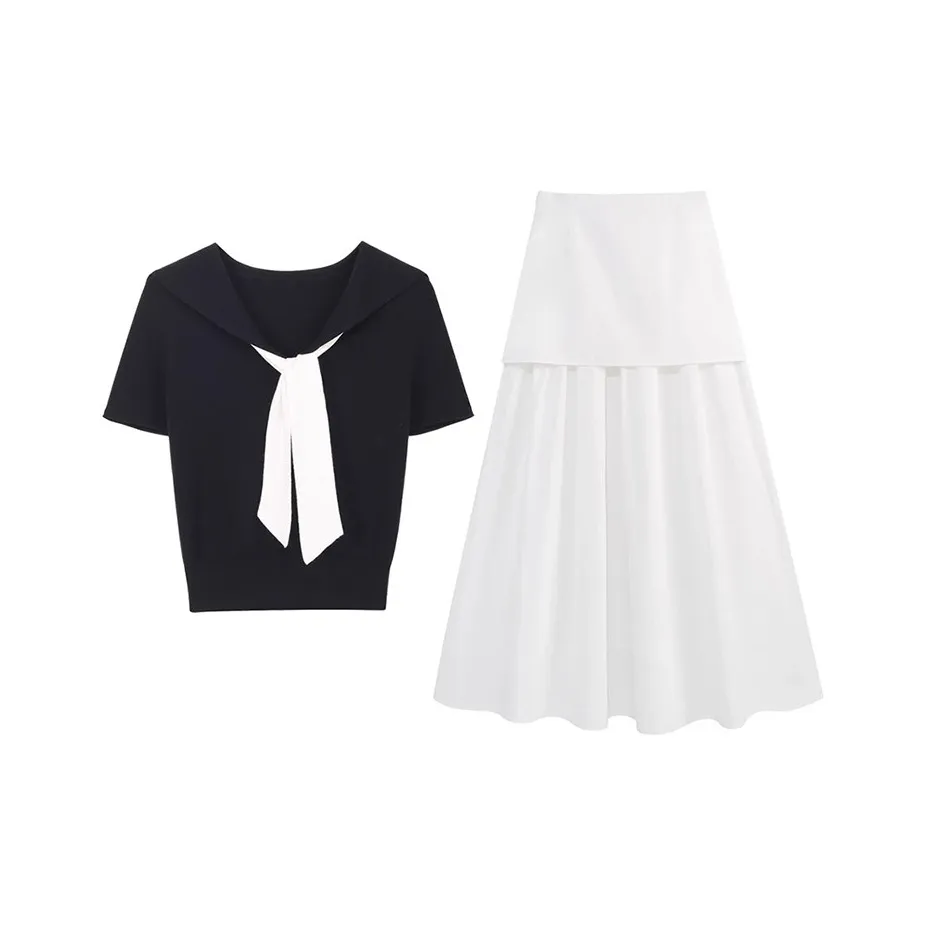 MARIE·COCO Черный топ + Юбка Женские Комплекты с юбкой