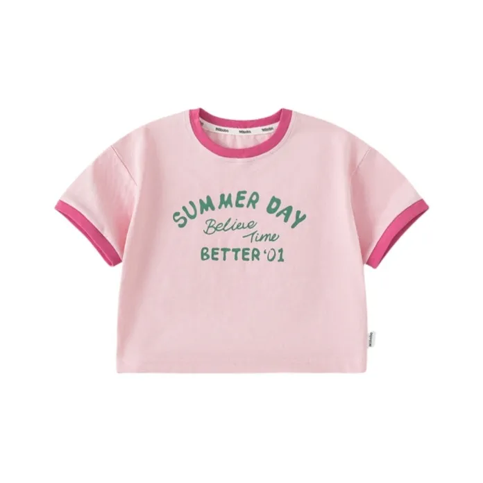 PIERRE CARDIN Детский короткий рукав топ Лето для мальчиков и девочек T-рубашка Детский летний комплект Стильный детский одежда Модный