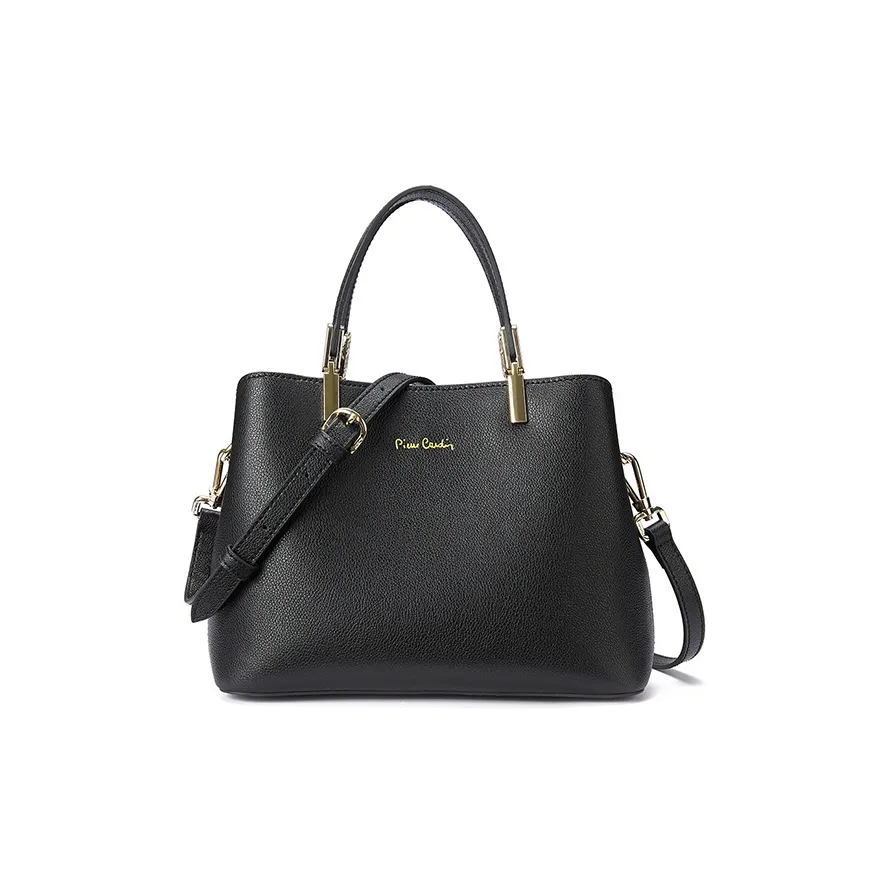 PIERRE CARDIN Top Grain Cow Leather Shoulder Bag, Crossbody Bag, Handbag Regular Women's Black/Green