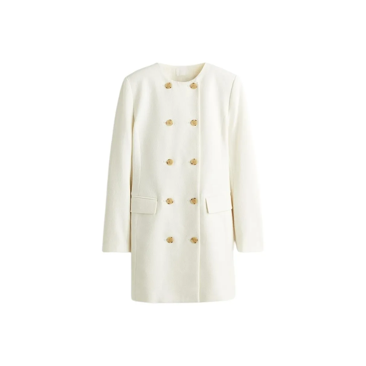 H&M Кремовые Женские Длинные Платья с Рукавами