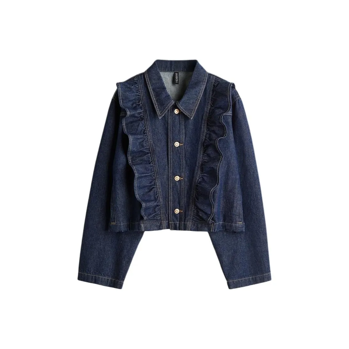 H&M Темный деним синий женский джинсовый куртка