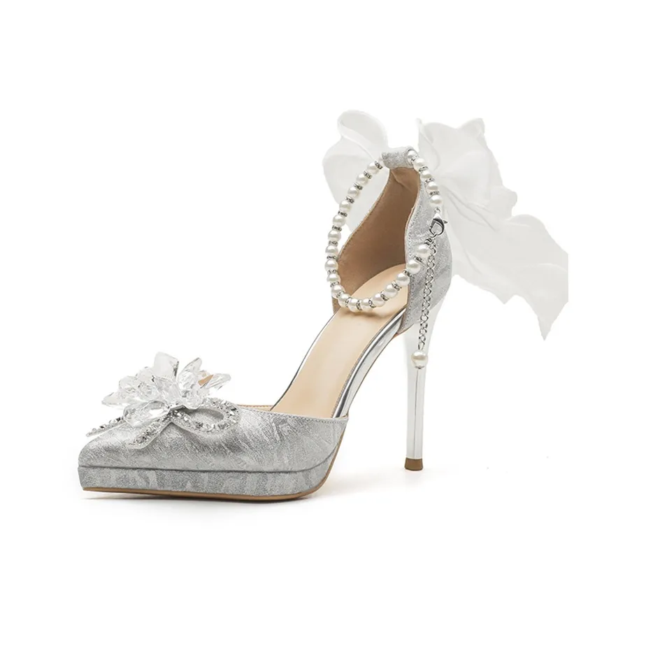 BIGTREE Узкий каблук Высокие каблуки Женские Серебряные