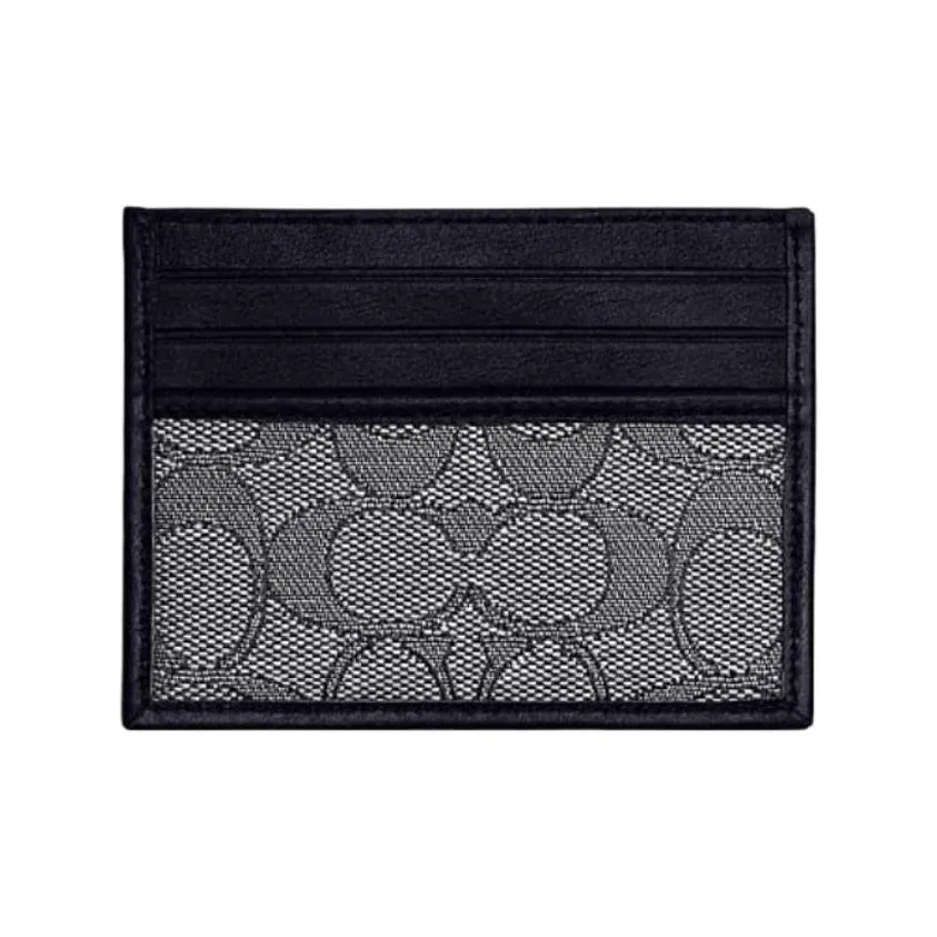 COACH Card Case Ткань с кожаными вставками держатель для карт стандартный мужской черный серый
