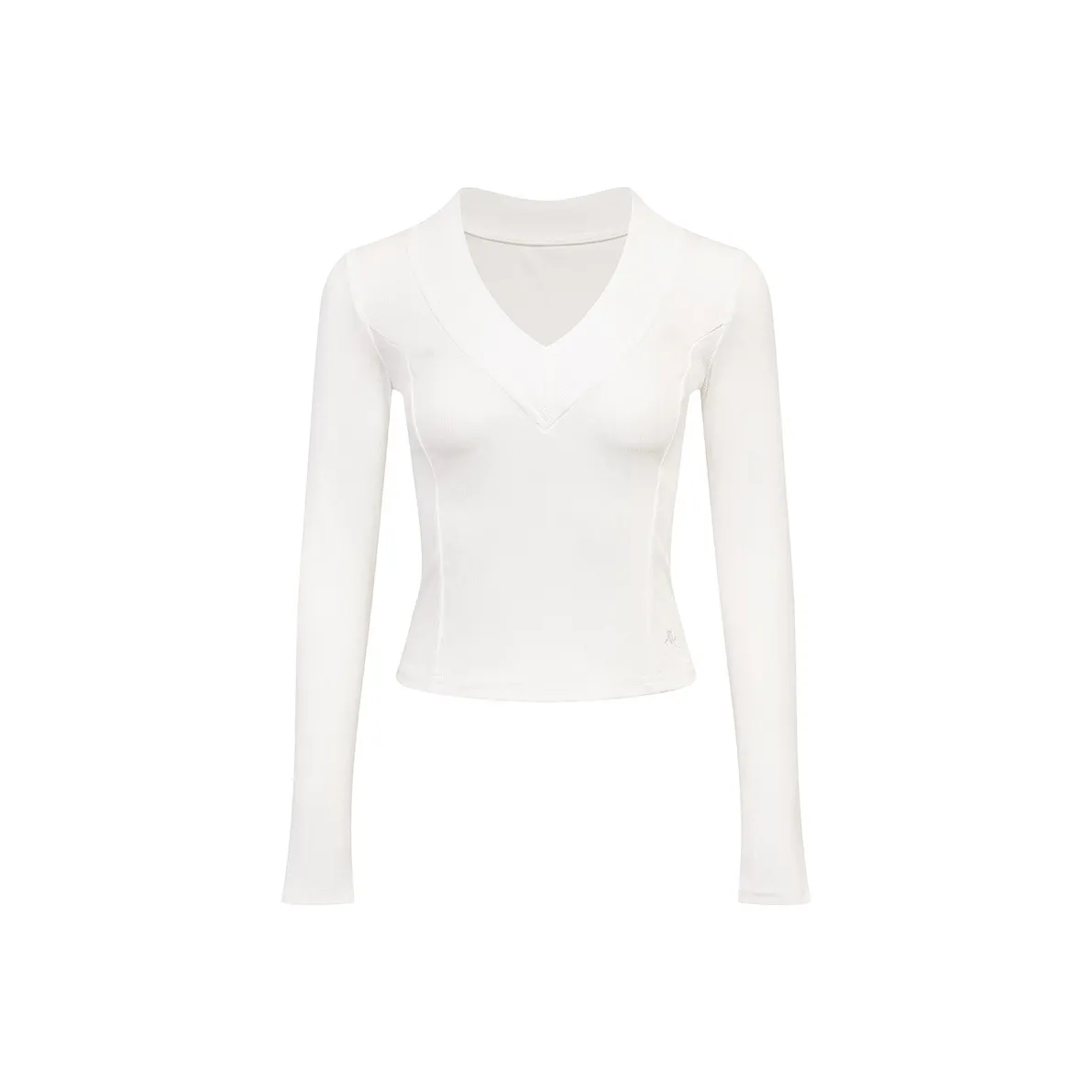 Ariseism Стандартный V-образный вырез широкая лента белая с длинными рукавами футболка для женщин осенняя облегающий крой топ для женщин