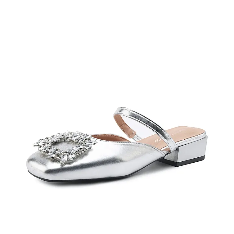 WOXXXN Резиновая подошва стразы нет особенный функция домашние тапочки женский серебряный