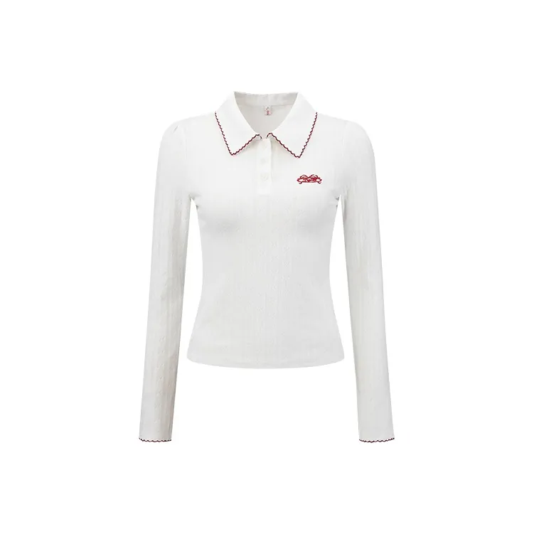 DGOLD Поло-рубашка с длинным рукавом воротник женская