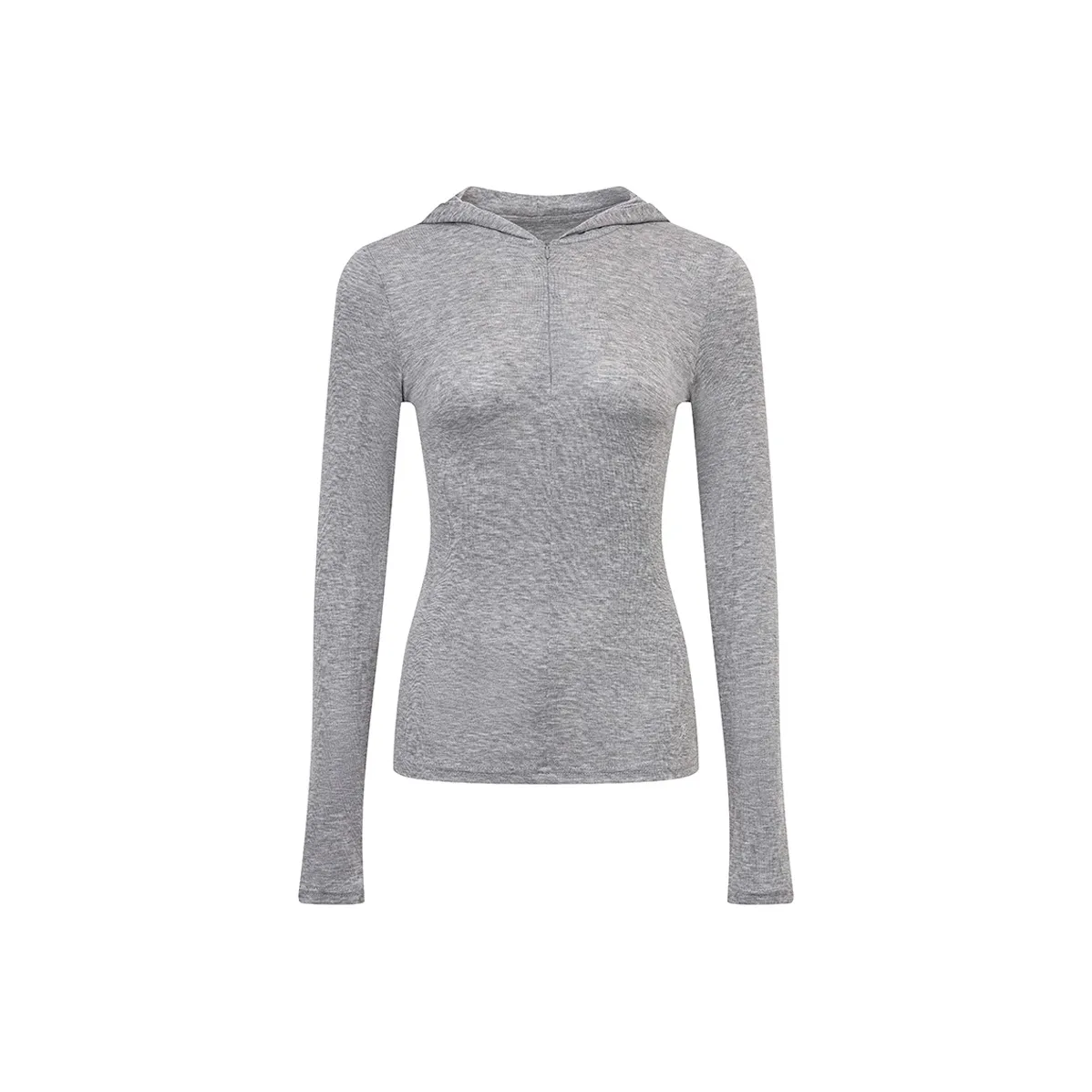 Ariseism Полузастежка С капюшоном Легкий Прозрачный Длинный рукав Т-рубашка Женская